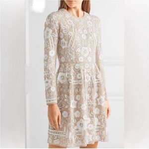 Needle & Thread Snowdrop Hand Embellished Dress in Cream and White size 4